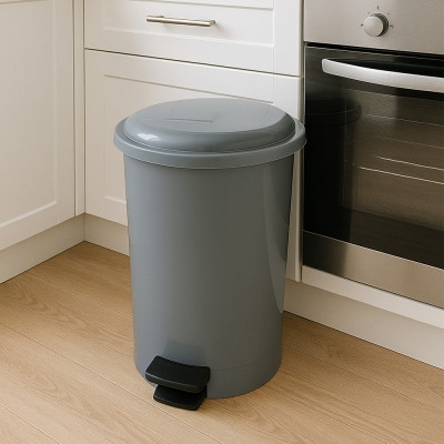 Будкрам купити Відро для сміття з педаллю 50 Л, пластик, сірий Afacan Plastik Відро для сміття з педаллю 50 Л, пластик, сірий Afacan Plastik 2