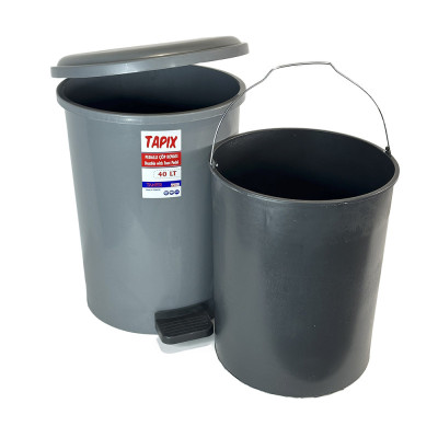 Будкрам купити Відро для сміття з педаллю 40 Л, пластик, сірий Afacan Plastik Відро для сміття з педаллю 40 Л, пластик, сірий Afacan Plastik 5