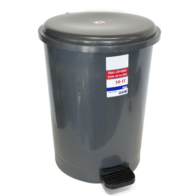 Будкрам купити Відро для сміття з педаллю 50 Л, пластик, сірий Afacan Plastik Відро для сміття з педаллю 50 Л, пластик, сірий Afacan Plastik 3