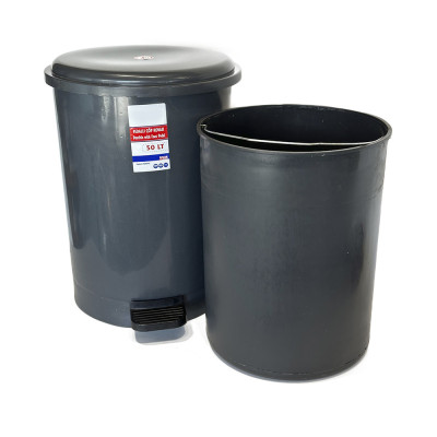 Будкрам купити Відро для сміття з педаллю 50 Л, пластик, сірий Afacan Plastik Відро для сміття з педаллю 50 Л, пластик, сірий Afacan Plastik 4