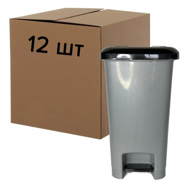 Будкрам купить Ведро для мусора с педалью 30Лx12 шт, прямоугольное, пластик, серый SNMZ