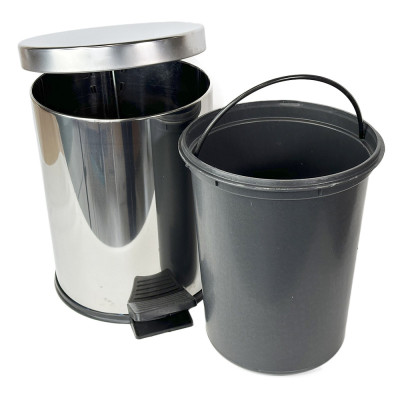 Будкрам купити Відро для сміття з педаллю 12Лx6 шт, нержавіюча сталь, хром VINKS Відро для сміття з педаллю 12Лx6 шт, нержавіюча сталь, хром VINKS 3