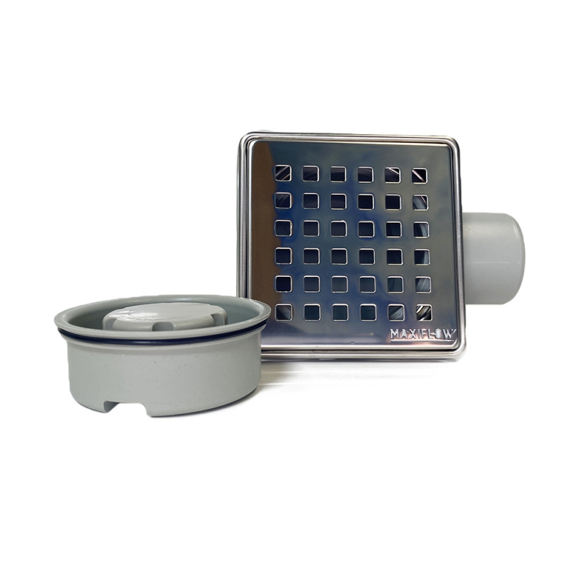 Будкрам купити Душовий трап LEGAL 10x10 см, горизонтальний, комбінований затвор, решітка квадрат Sanpreis