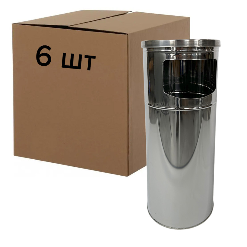 Будкрам купити Урна-попільничка Ø 25 висота 60 см, нержавіюча сталь, упаковка 6 шт Sanpreis