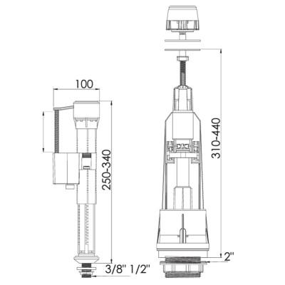 Будкрам купить Сливной механизм FLASH  с нижним подключением 3/8" однокнопочный Sanpreis Сливной механизм FLASH  с нижним подключением 3/8" однокнопочный Sanpreis 2