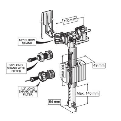 Будкрам купить Сливной механизм с боковым подключением FILLEXOR универсальный 1/2" и 3/8"  Sanpreis Сливной механизм с боковым подключением FILLEXOR универсальный 1/2" и 3/8"  Sanpreis 3