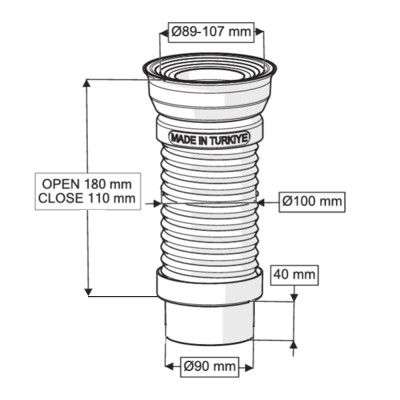Будкрам купити З'єднання для унітазу гофроване Ø90х110-180 мм Sanpreis З'єднання для унітазу гофроване Ø90х110-180 мм Sanpreis 3