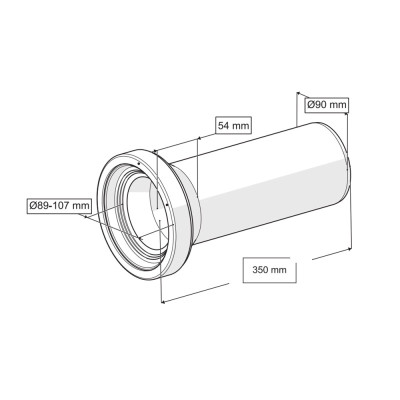 Будкрам купить Патрубок Ø90х350 мм для подвесного унитаза, белый Sanpreis Патрубок Ø90х350 мм для подвесного унитаза, белый Sanpreis 2