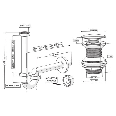Будкрам купити Сифон для раковини з клапаном FELIX 1-1/4&quot;, хром Sanpreis Сифон для раковини з клапаном FELIX 1-1/4&quot;, хром Sanpreis 3