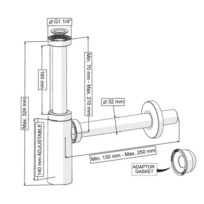 Будкрам купить Сифон для раковины MOON 1-1/4" 200-250 мм, круглый, хром Sanpreis Сифон для раковины MOON 1-1/4" 200-250 мм, круглый, хром Sanpreis 3