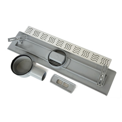 Будкрам купити Трап для душу REVOLVE 40 см з поворотним сифоном, горизонтальний, решітка хвиля Sanpreis Трап для душу REVOLVE 40 см з поворотним сифоном, горизонтальний, решітка хвиля Sanpreis 2