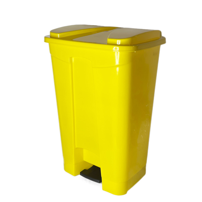 Будкрам купити Бак для сміття на колесах з педаллю 85Л пластик, жовтий/сірий/зелений Afacan Plastik