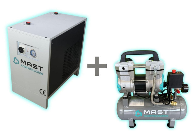 Будкрам купить Осушитель сжатого воздуха Mast SHB-10 + безмасляный поршневой компрессор Mast MOF1390/1100-9L