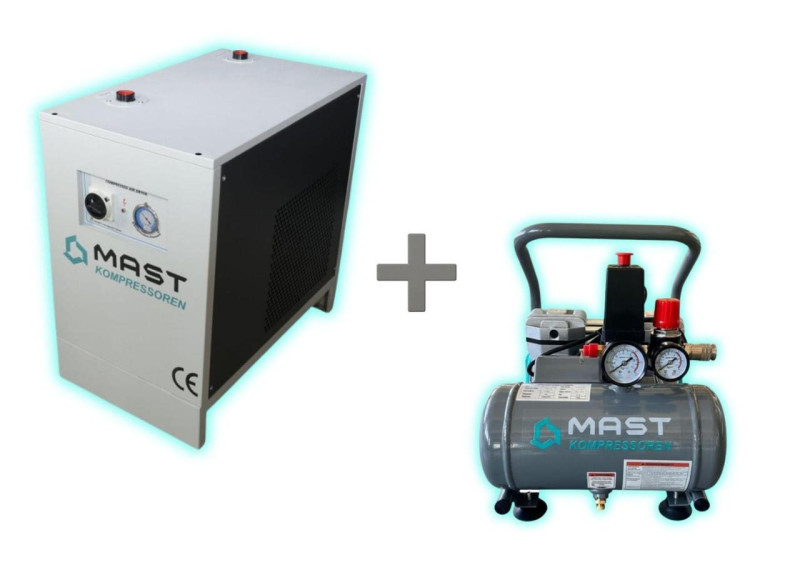 Будкрам купить Осушитель сжатого воздуха Mast SHB-20 + безмасляный поршневой компрессор Mast MOF1390/1100 compact