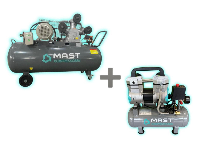 Будкрам купить Поршневой компрессор MAST TA90/300L 400V + безмасляный поршневой компрессор Mast MOF1390/1100-9L