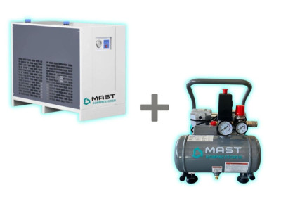 Будкрам купить Осушитель сжатого воздуха Mast SHB-30 (10 бар) + безмасляный поршневой компрессор Mast MOF1390/1100 compact