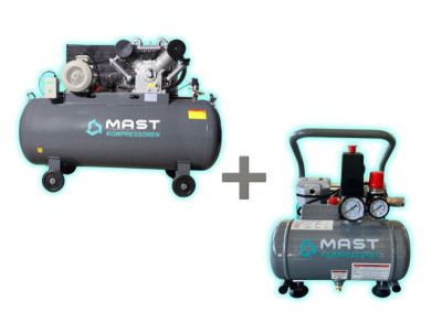 Будкрам купить Поршневой компрессор MAST 2105/500L 400V + безмасляный поршневой компрессор Mast MOF1390/1100 compact